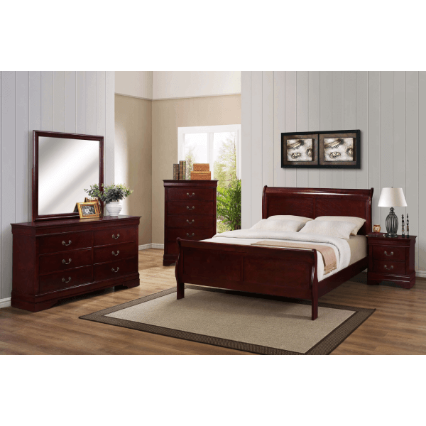 Louis Philip Full Bedroom Set in Cherry by Crown Mark - Casa Leaders Inc.