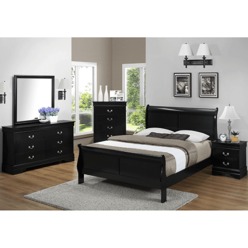 Louis Philip Queen Bedroom Set in Black By Crown Mark