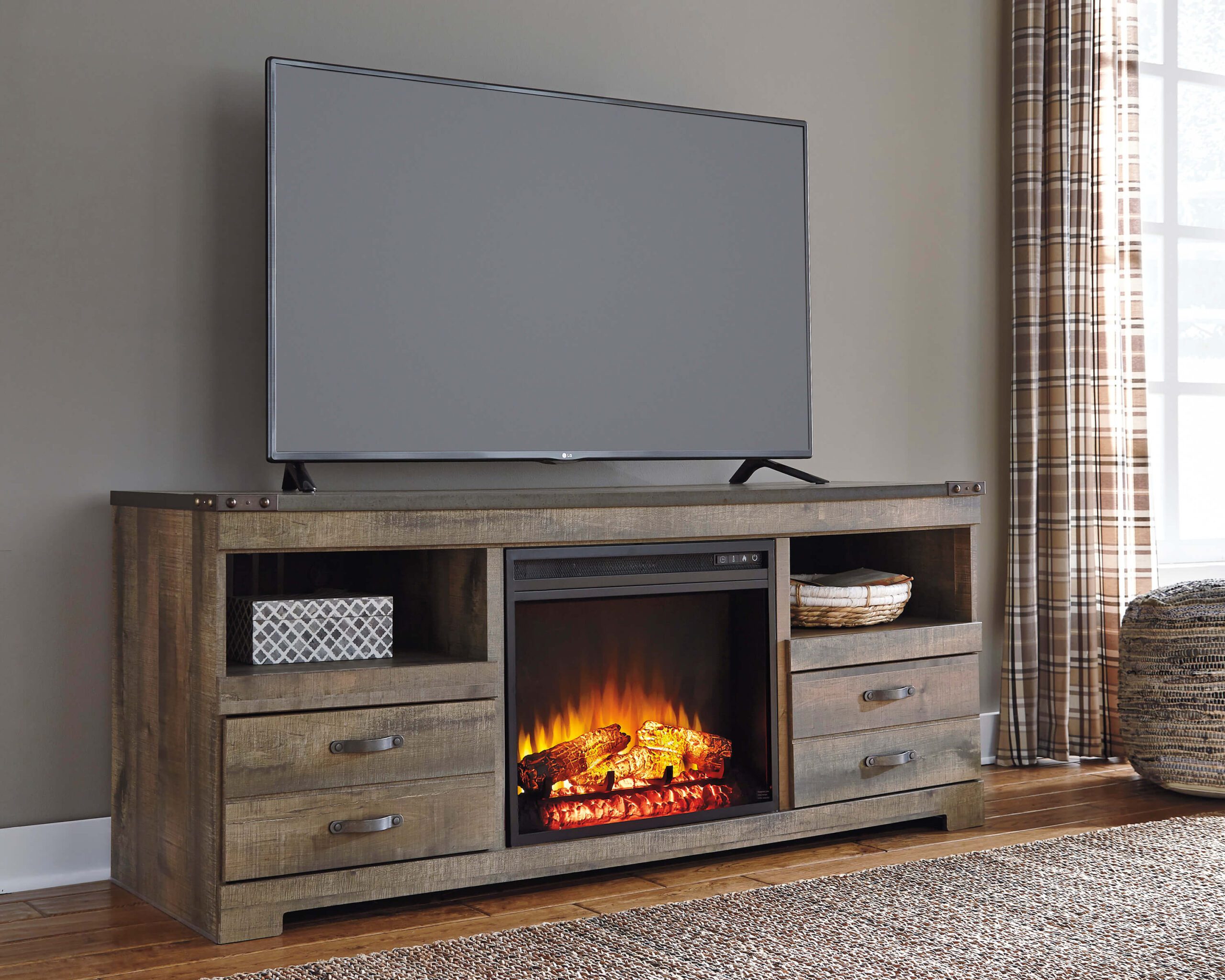 Trinell 63" TV Stand fireplace product image