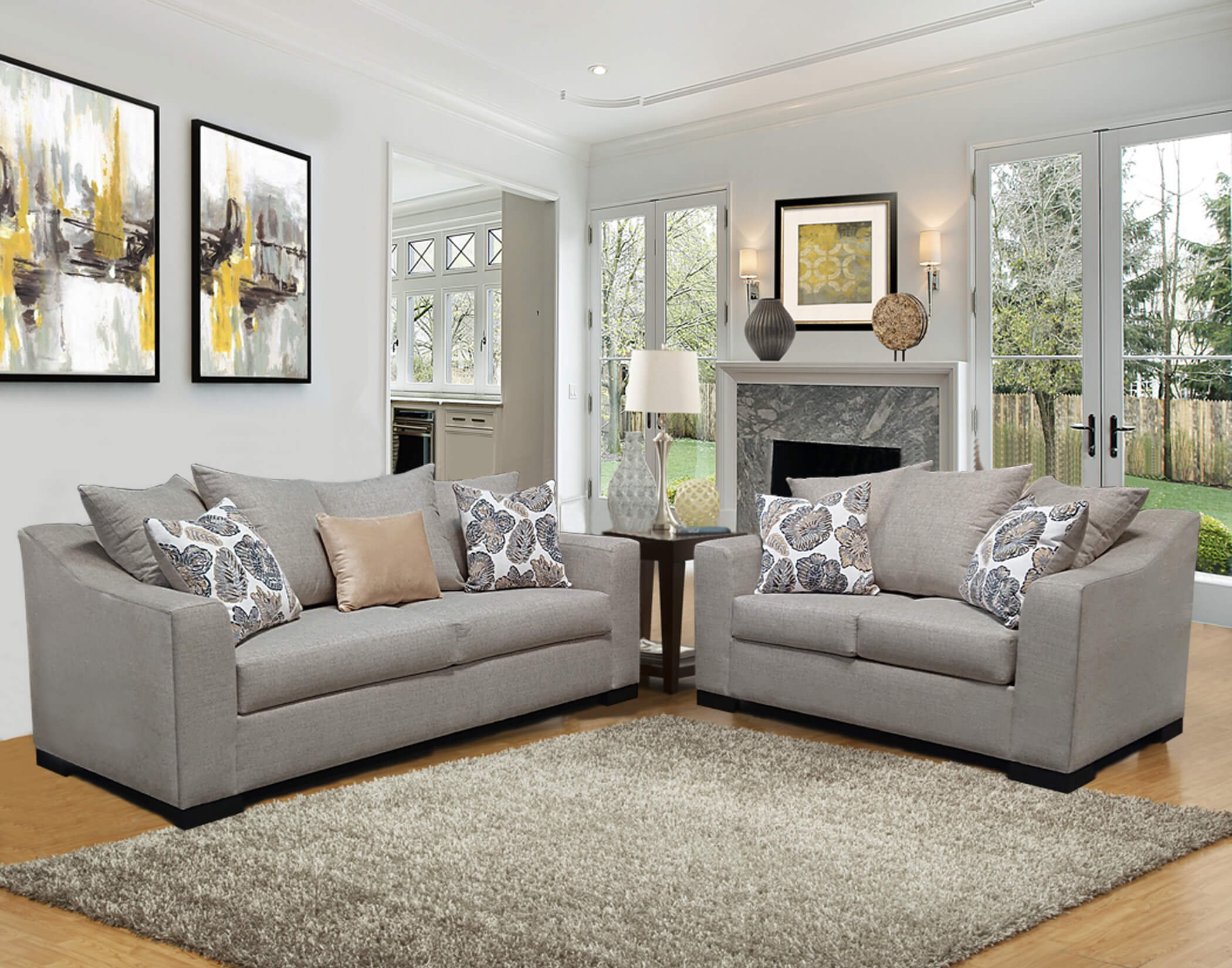 Mackie Granite Sofa and Loveseat by Comfort Industries product images
