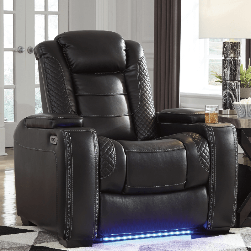 Party Time Power Recliner in Black by Ashley