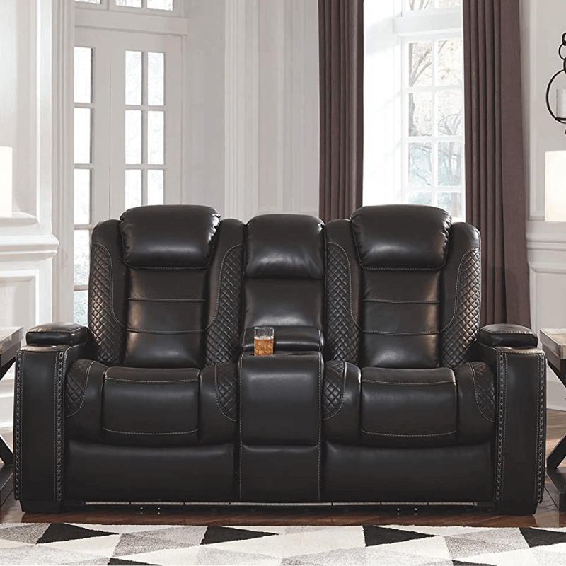 Party Time Power Reclining Loveseat with Lights and Adjustable Headrest