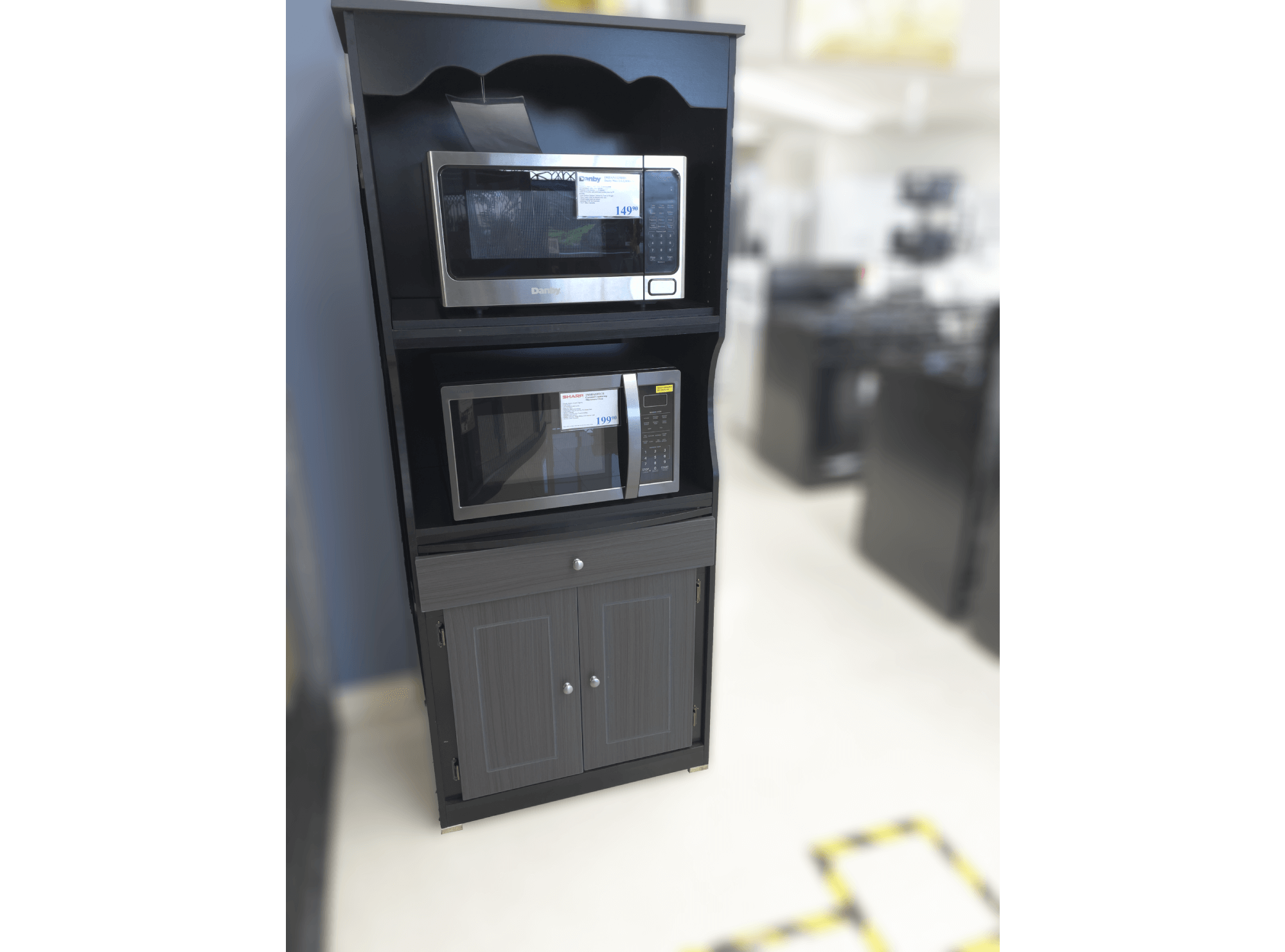 Tall Microwave Cart in Grey/Black