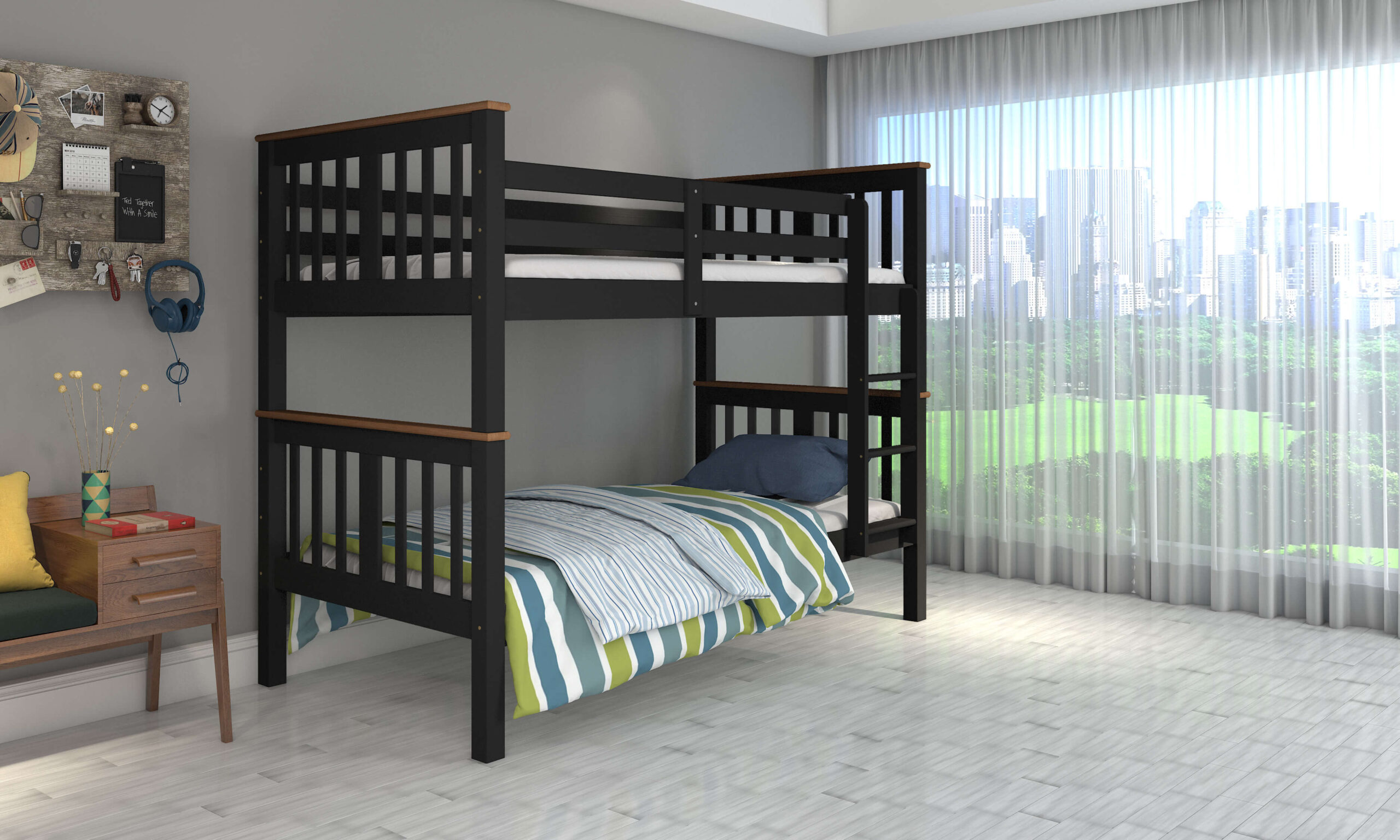 Twin over Twin Bunk bed in Espresso and Honey by casa blanca Furniture product image