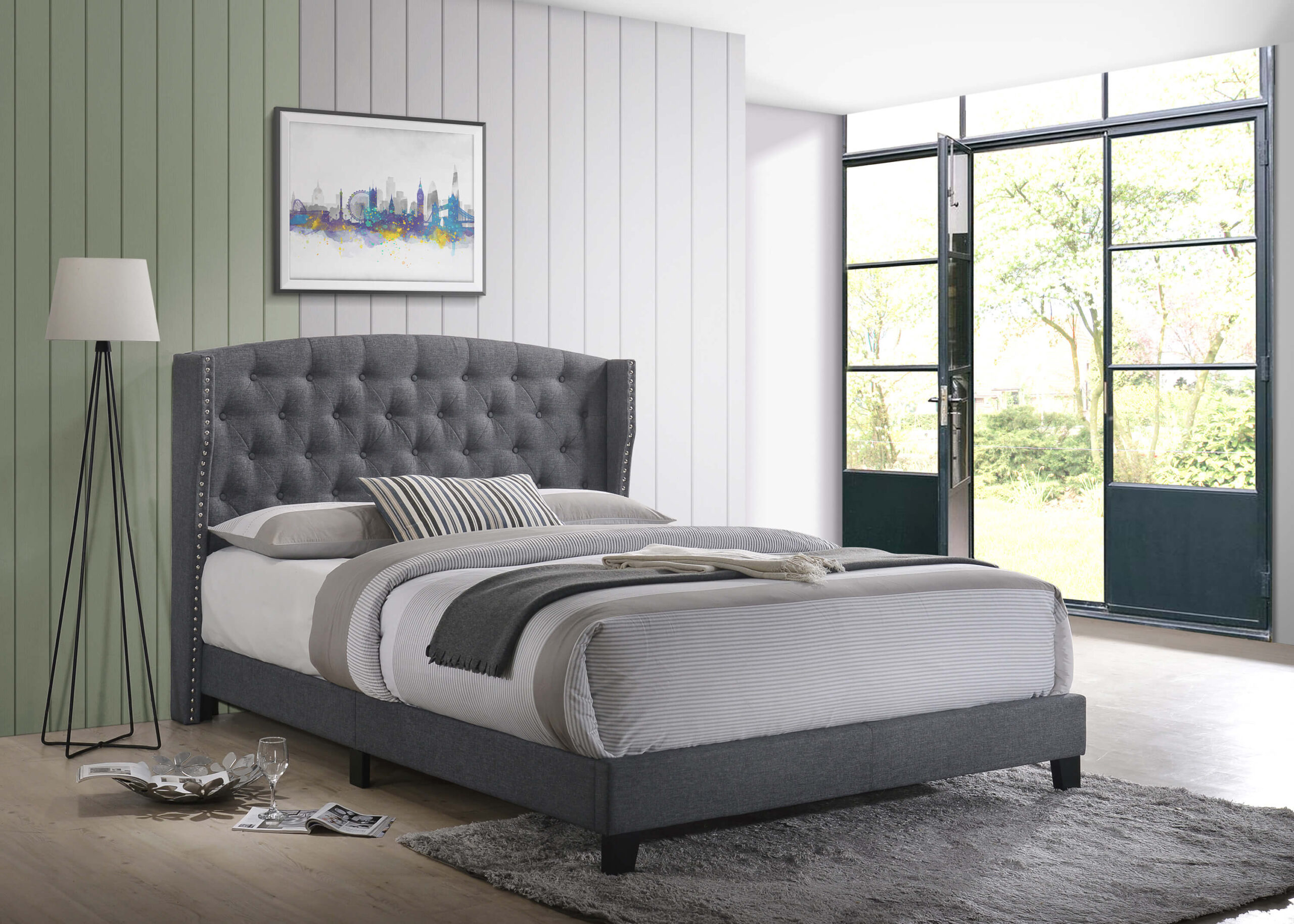 Rosemary Queen Platform Bed in Grey By Crown Mark product image