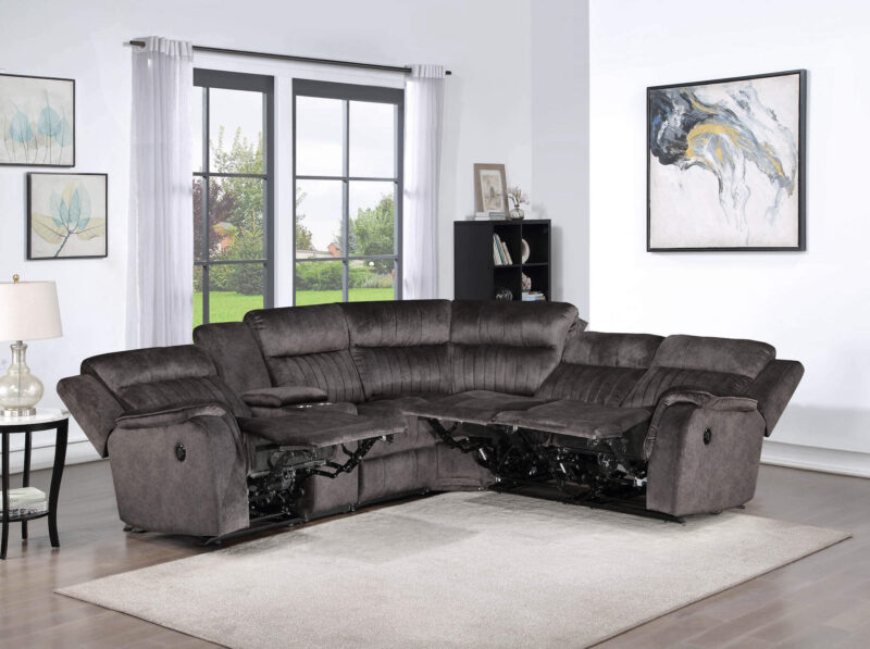8176 Power Grey Sectional Milton Green Stars showing recliners product image 3 recliners 2 are power.