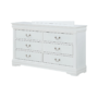 Crown Mark 3650 Louis Philip in White Dresser with silver handles , 6 drawers and white wood finish product image