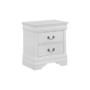 This nightstand from the louis philip collection features a 2 drawers and is in a beautiful white finish. product image with silver handles.