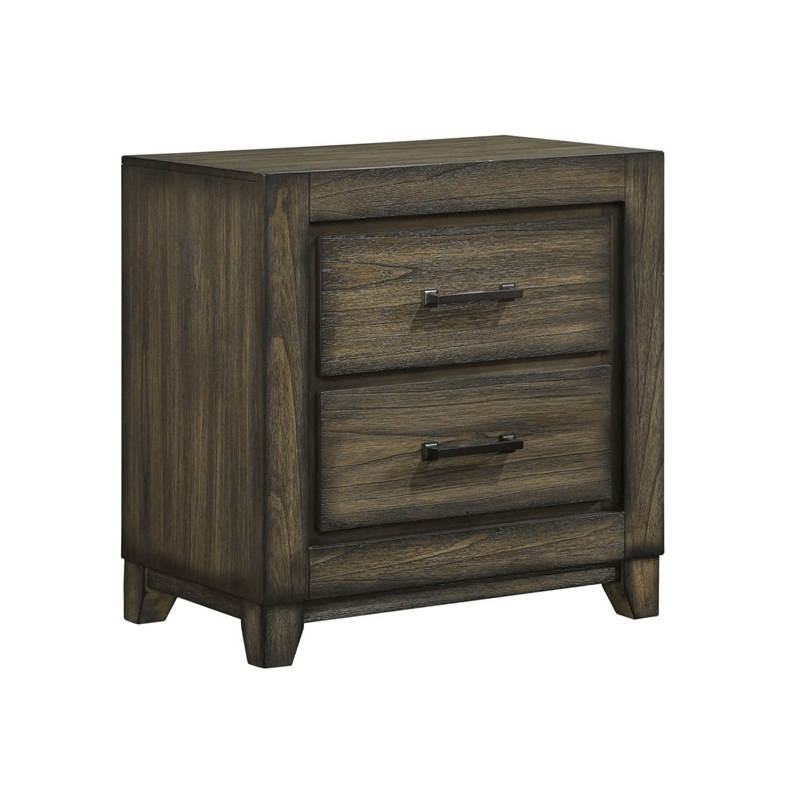 Ashland Nightstand By New Classic Furniture with 2 draqwers in dark wood finish and brown handles product image