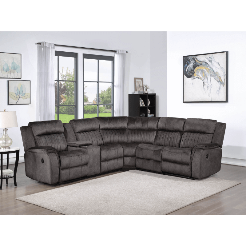 8176 Power Grey Sectional Milton Green Stars product image with 5 seats and 2 cupholders with storage consol