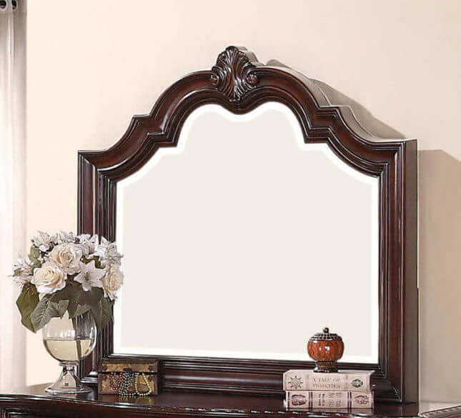 cro1100 Sheffield Mirror product image in wood with embroidery