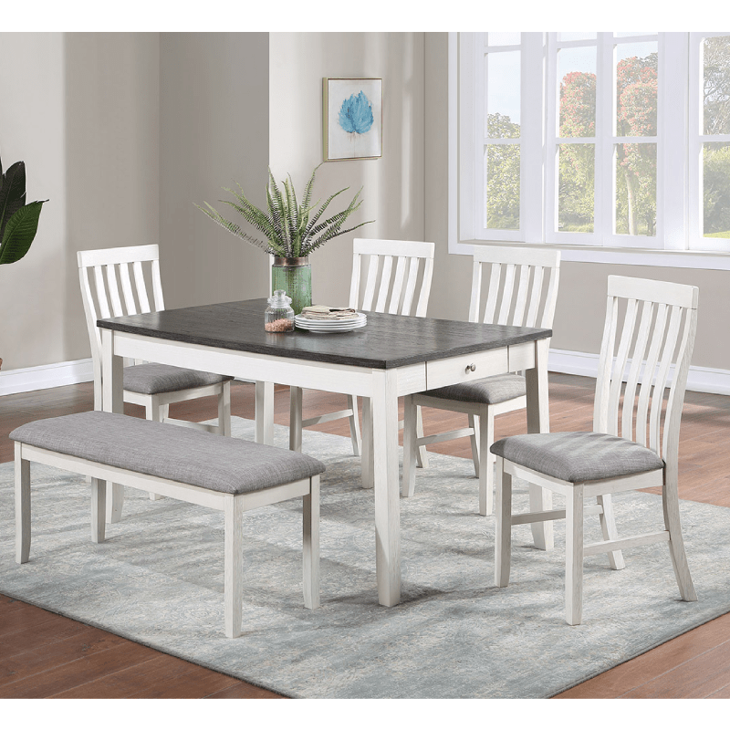 9345 White 6 piece dining set By asia direct product image