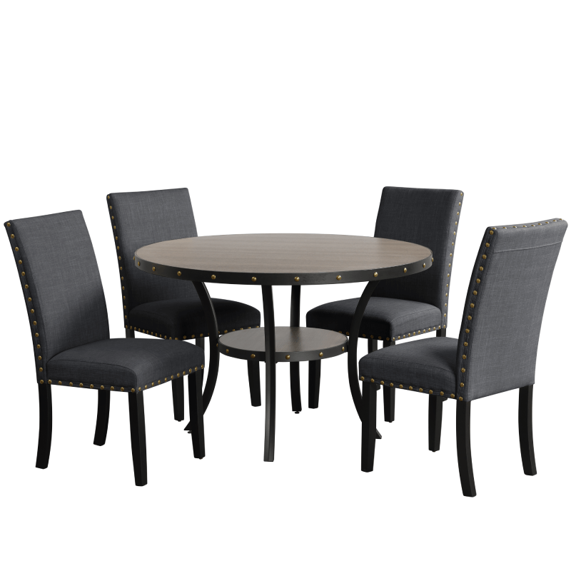 Crispin 5 Piece Dining Set in Granite Finish By Crown Mark