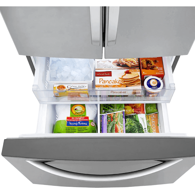 LRFCS25D3S 25 cu. ft. French Door Refrigerator open freezer product image
