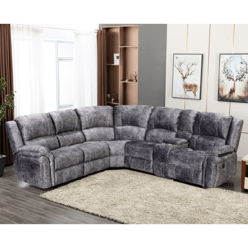 6 Piece Modular Power Reclining Sectional in Dark Grey By Milton Green Stars product image