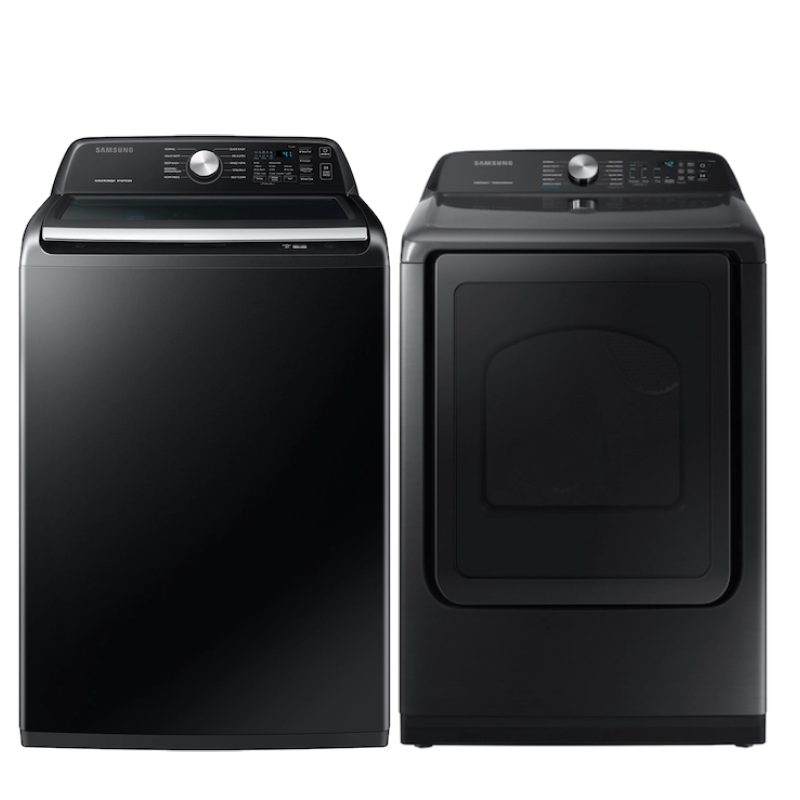 WA44A3405AV / DVG50R5400V Samsung Black Stainless Washer and Dryer Matching Set product mage