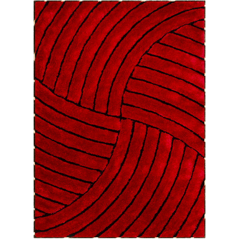 800 3D Shag in Red and Black Rug 5×7