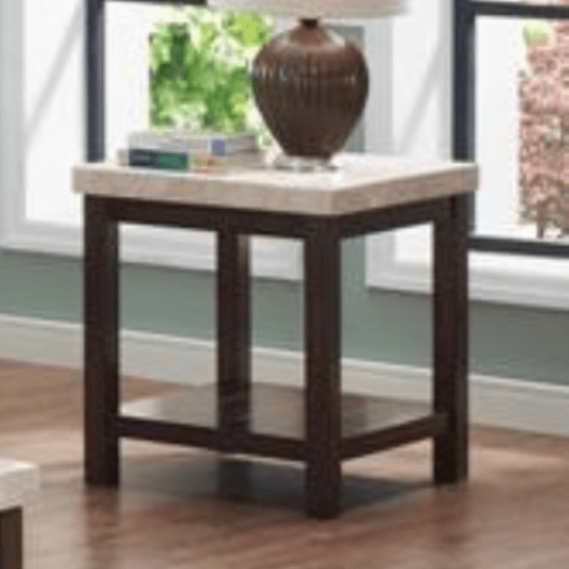 End Table in Brown and Faux Marble Finish By Crown Mark