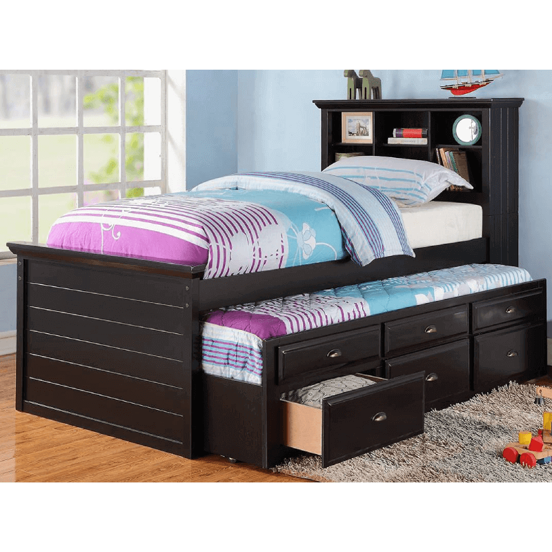Storage Trundle Bed with Bookcase By Poundex