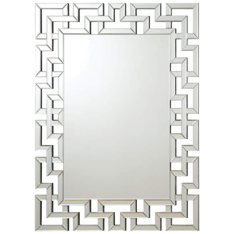 Interlocking Greek Frameless Wall Mirror Silver By Coaster