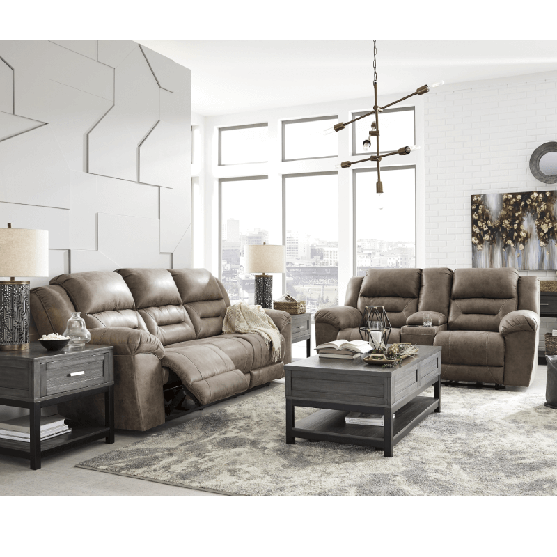 Stoneland Reclining Sofa and Loveseat Set in Fossil Finish By Ashley