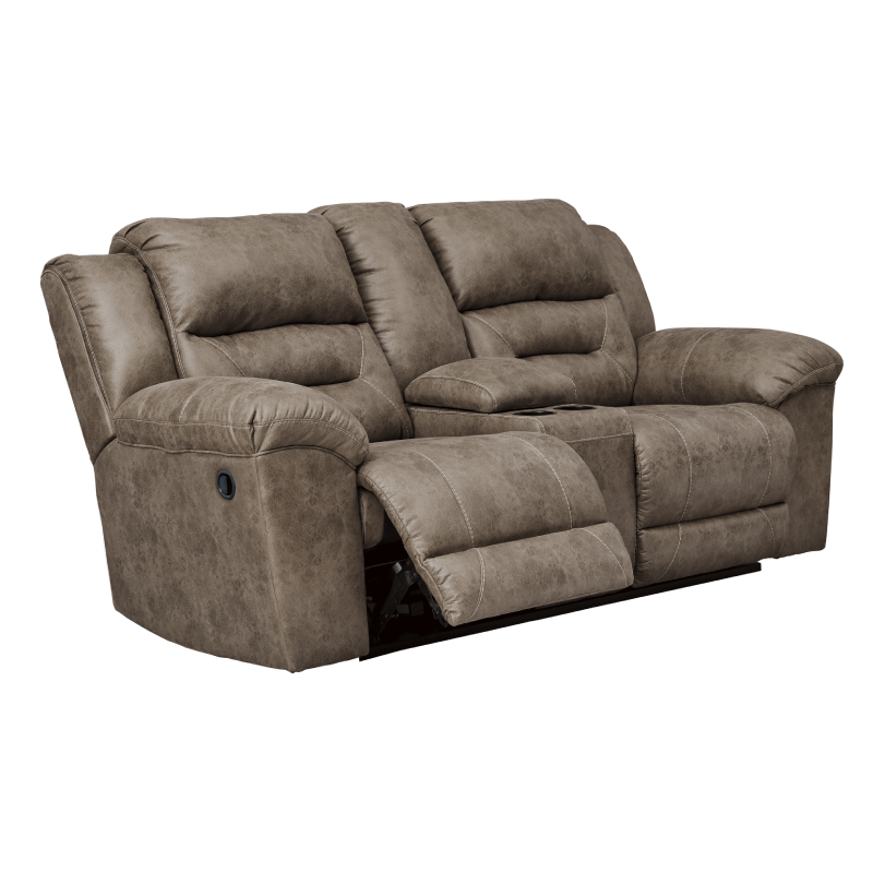 Stoneland Manual Reclining Loveseat with Console in Fossil Finish By Ashley