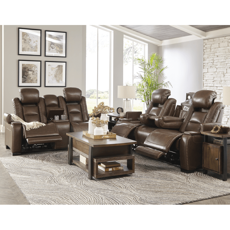 The Man-Den Power Reclining Sofa and Loveseat Set By Ashley
