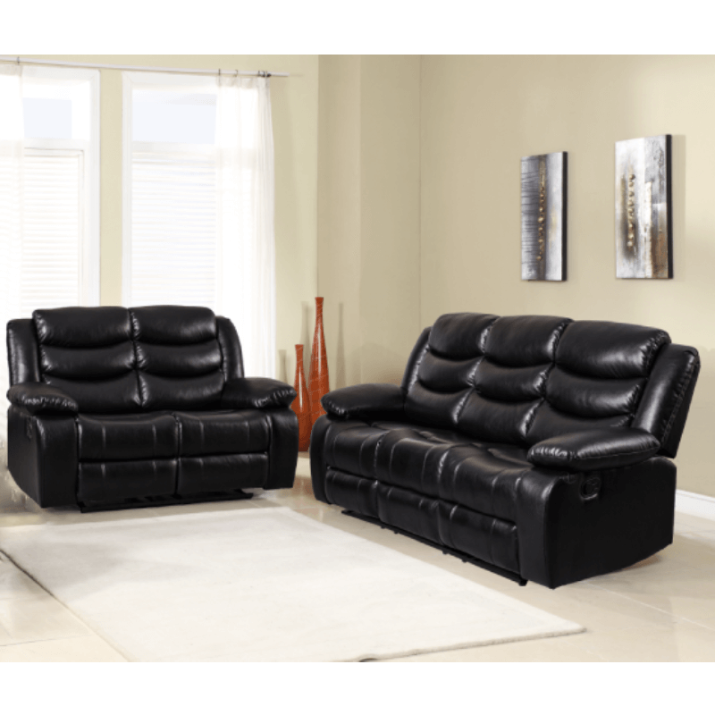 Black Breathable Faux Leather Sofa and Loveseat By Milton Green Stars