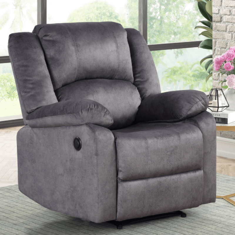 Grey Power Recliner Chair in Grey Fabric By Milton Green Stars