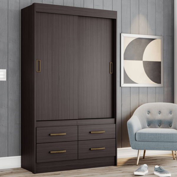 Large Wardrobe with Sliding Doors in Tobacco Finish By Casa Blanca product image