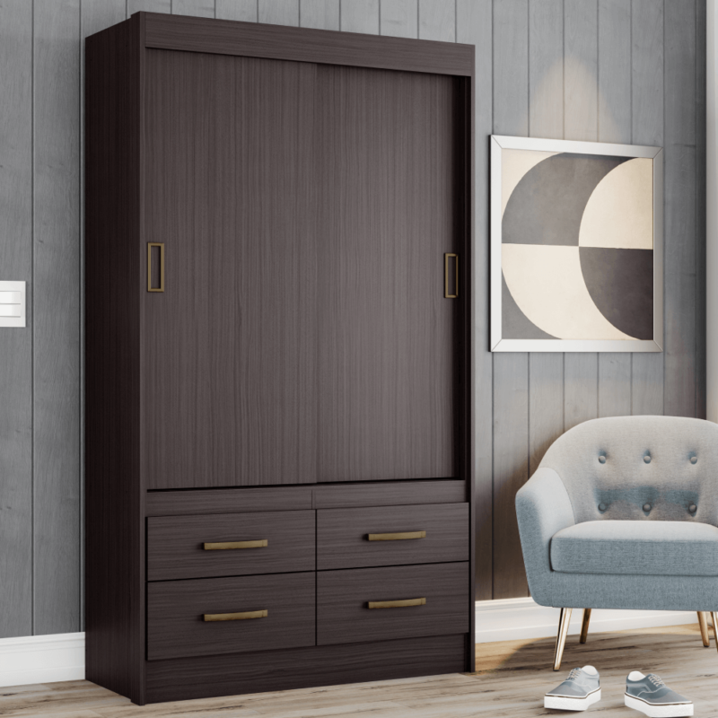 Large Wardrobe with Sliding Doors in Tobacco Finish By Casa Blanca product image