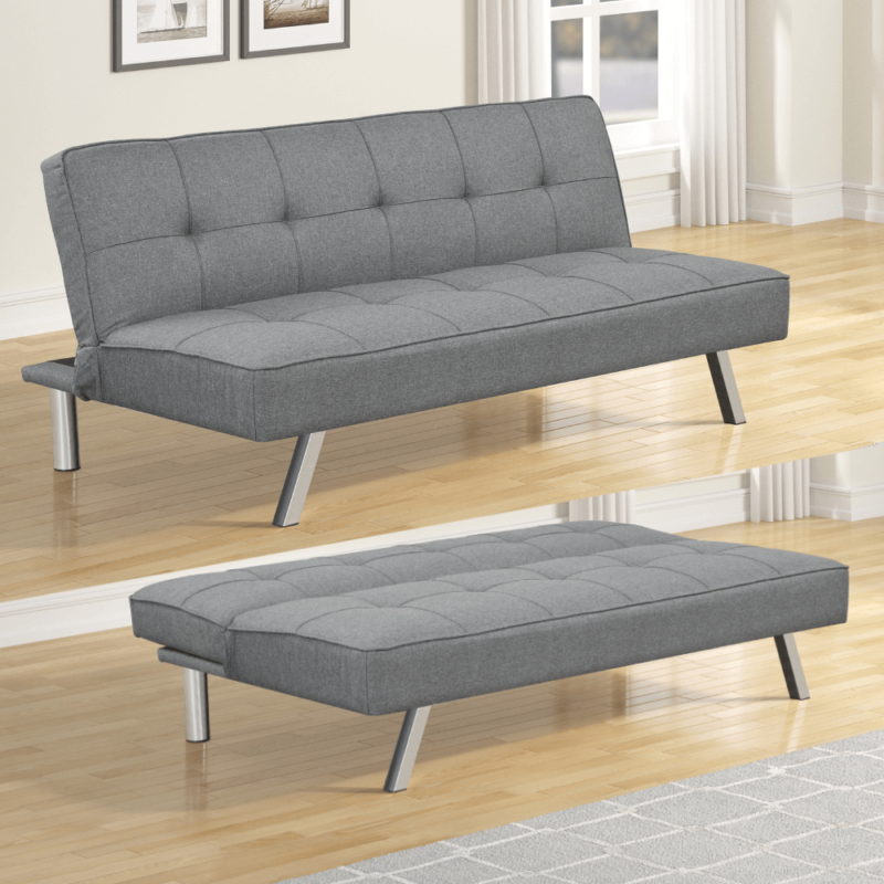 Futon Sofa Bed in Grey Linen-Like Fabric By Casa Blanca product image