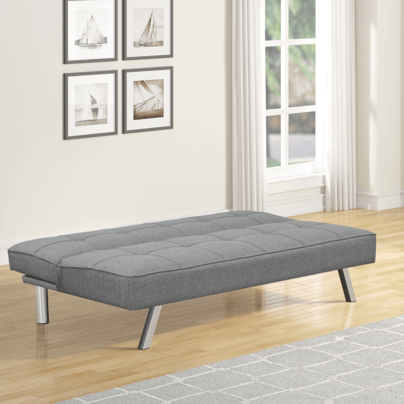 Futon Sofa Bed in Grey Linen-Like Fabric By Casa Blanca bed open product image