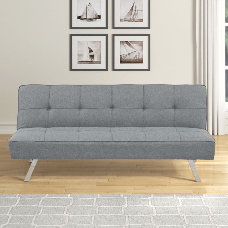 Futon Sofa Bed in Grey Linen-Like Fabric By Casa Blanca Head On product image