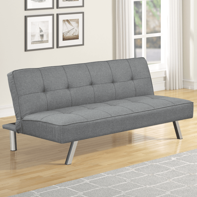 Futon Sofa Bed in Grey Linen-Like Fabric By Casa Blanca angled product image