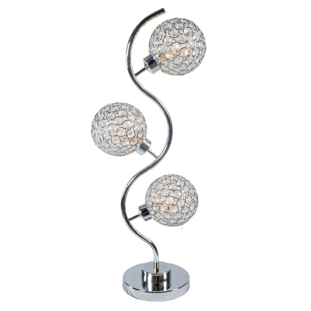 Table Lamp with 3 Crystal Globe Design By Crown Mark
