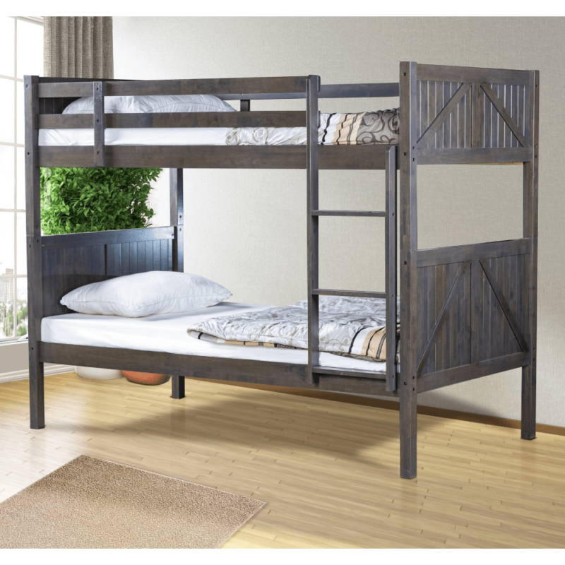 Twin Over Twin All Wood Bunk Bed in Grey By Milton Green Stars product image