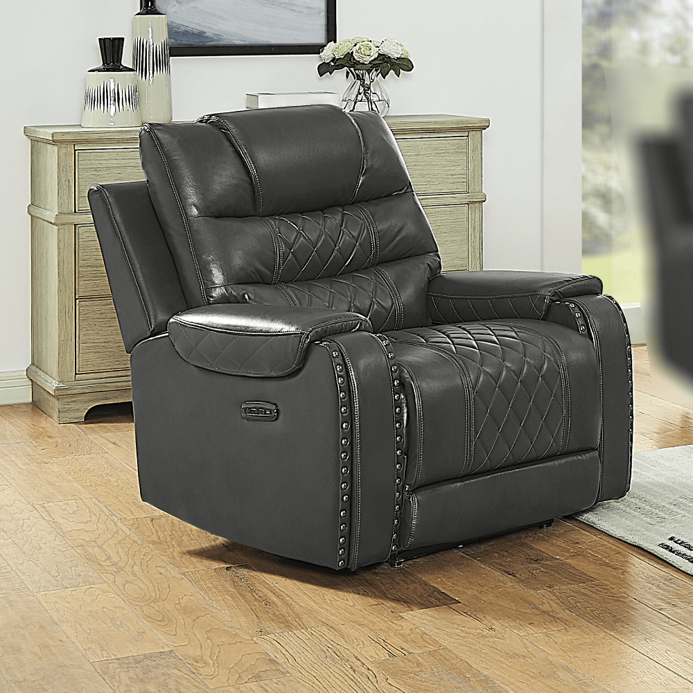 Tennessee Power Recliner Chair in Black Practical Faux Leather Upholstery By LJM Furniture