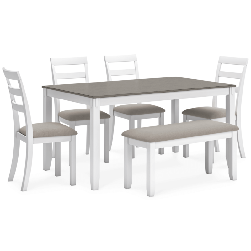 Stonehollow Dining Table and Chairs with Bench By Ashley no background product image