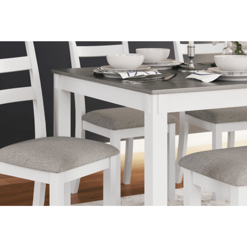 Stonehollow Dining Table and Chairs with Bench By Ashley chair close up product image