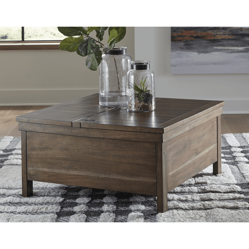 Moriville Square Cocktail Table with Lift Top and Storage By Ashley Furniture