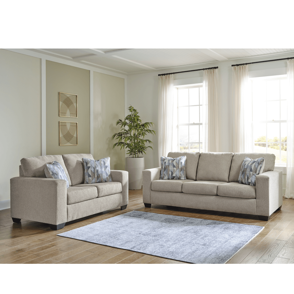 Deltona Parchment Sofa and Loveseat Set By Ashley