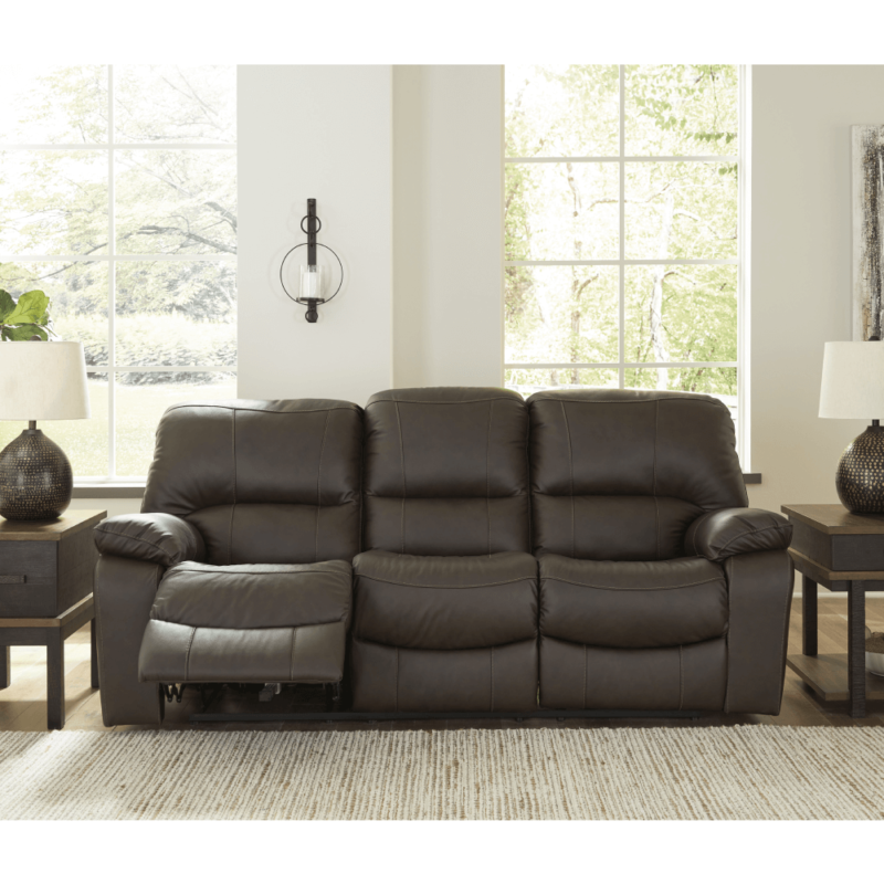Leesworth Power Leather Reclining Sofa By Ashley recliner open product image