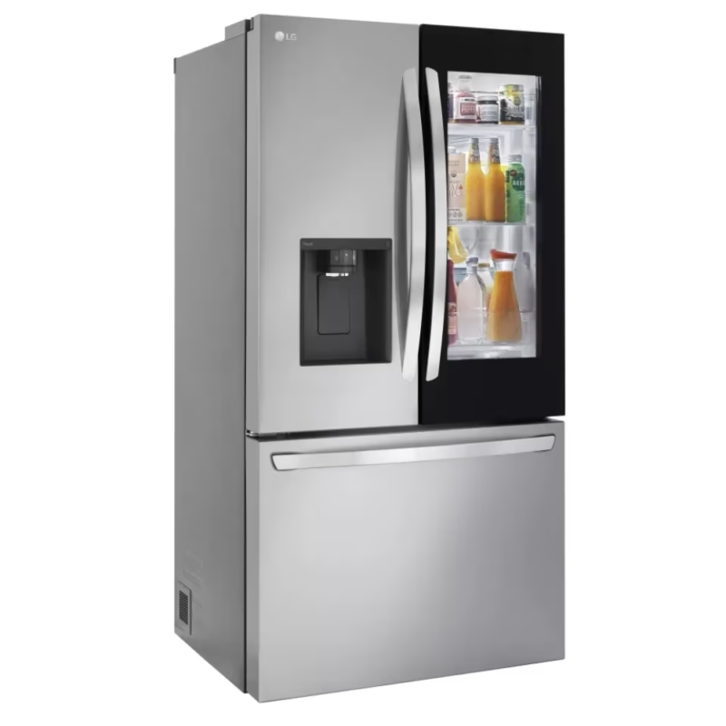 LG 26 cu. ft. Smart InstaView Counter-Depth French Door Refrigerator LRFOC2606S angled product image