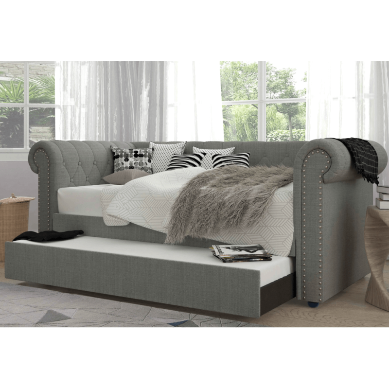 Light Grey Linen Rolled Arm Twin Daybed By Milton Green Stars product image