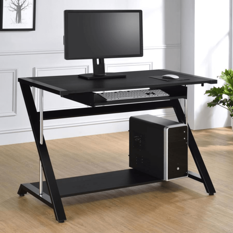 Mallet Computer Desk With Bottom Shelf in Black By Coaster product image