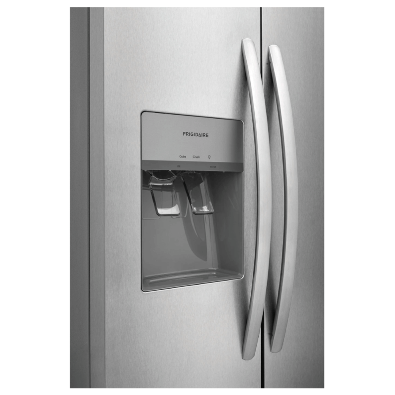 Frigidaire 22.3 Cu. Ft. 33" Standard Depth Side by Side Refrigerator close up of water and ice dispenser product image