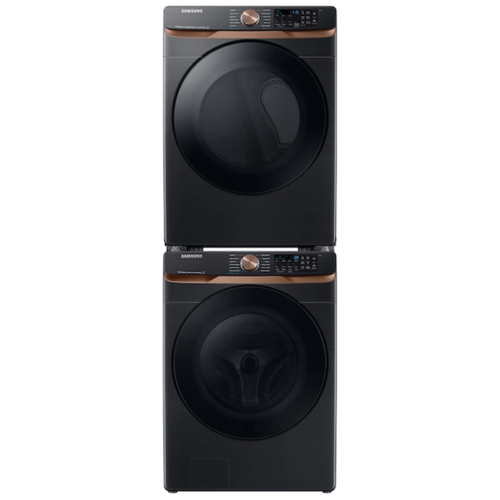 Samsung Brushed Black Wifi Washer and Dryer Pair with Steam and Stack Kit