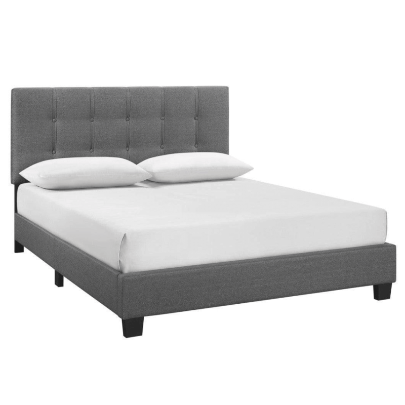 Queen Platform Bed in Grey By Home Elegance no background angled product image