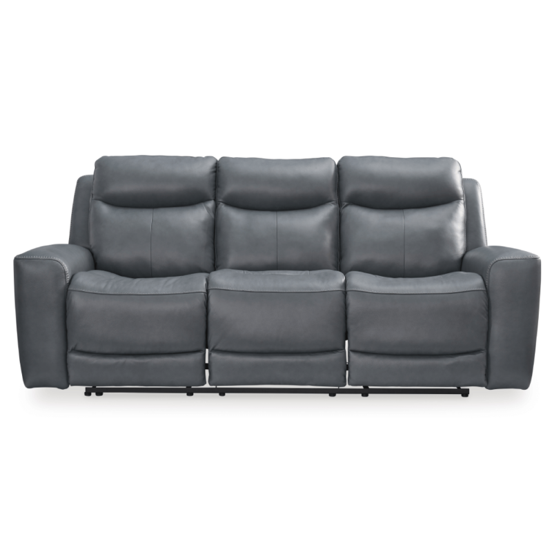 Mindanao Dual Power Leather Reclining Sofa By Ashley no background head on product image